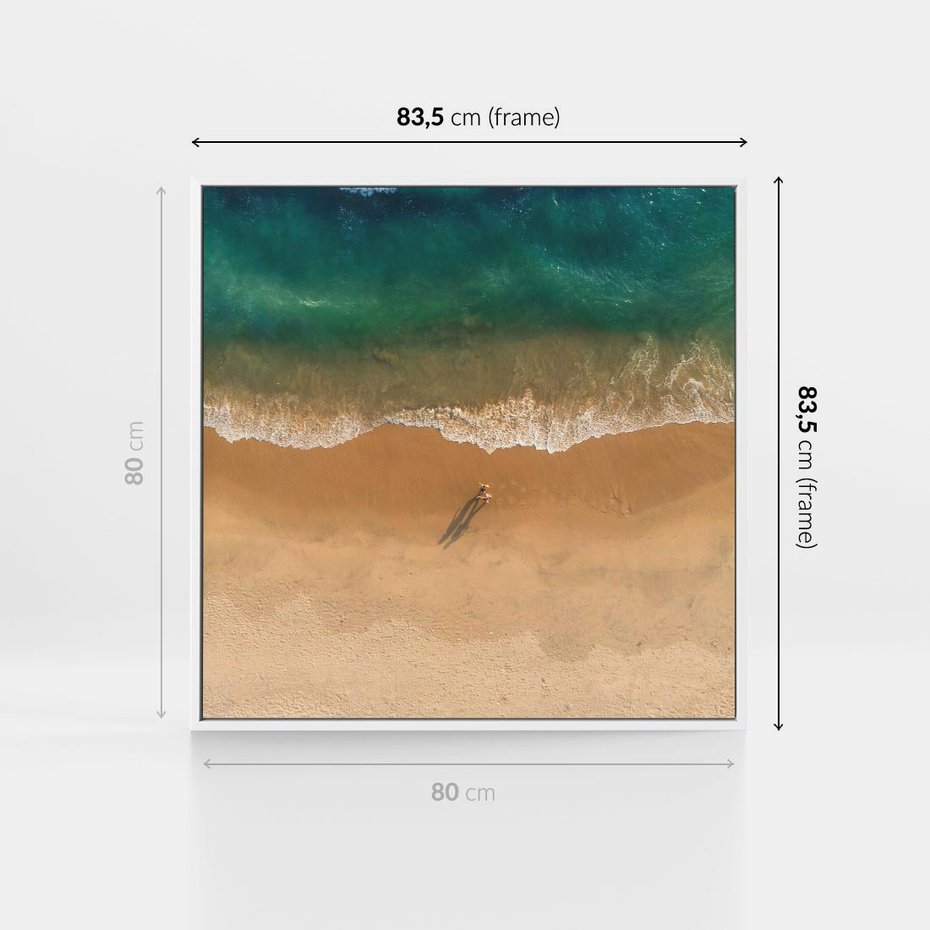 Obraz w ramie 80x80 - Oaza Relaksu - plaża, morze - rama biała