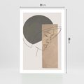 Plakat bez ramy 21x30 - Jedną Linią: Kobieca Twarz - abstrakcja, plamy w tle