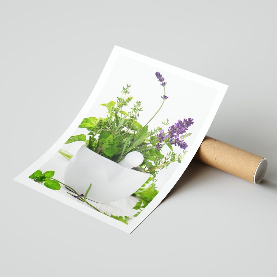 Plakat bez ramy 21x30 - Kwiaty i zioła w restauracji - kwiaty, zioła