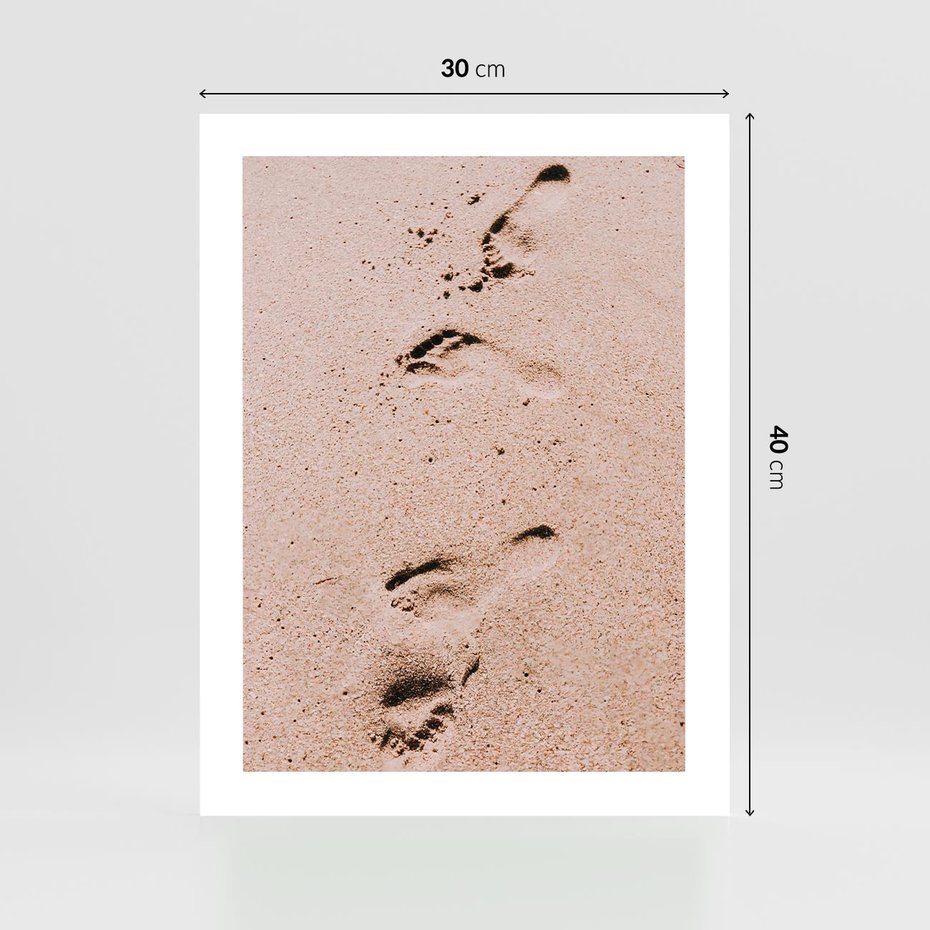 Plakat bez ramy 30x40 - Ślady na Piasku - piasek, plaża
