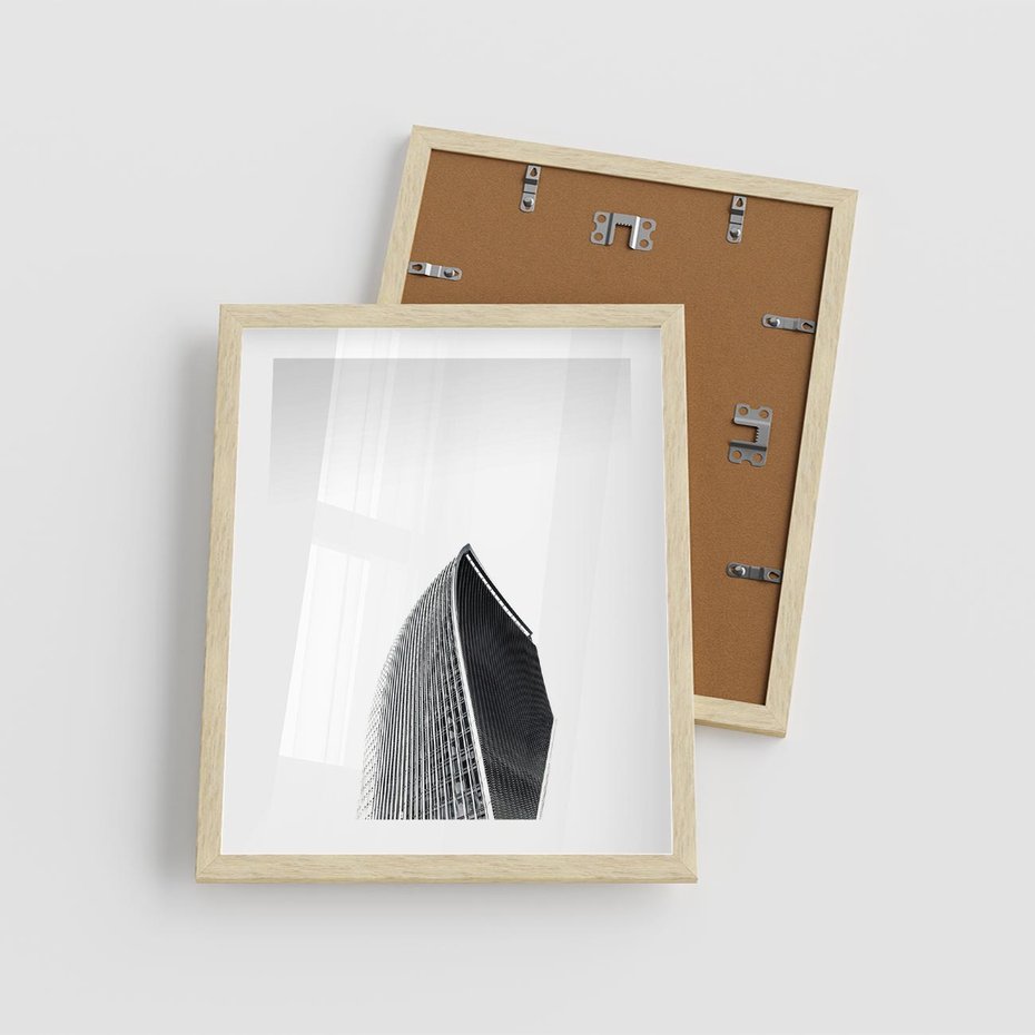 Plakat w ramie 40x50 - Czarno-Biały Wieżowiec - architektura, wieżowiec - rama drewno