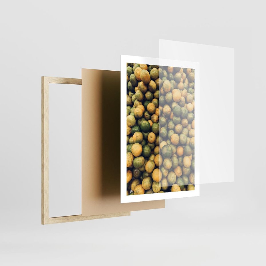 Plakat w ramie 50x70 - Świeżość Cytrusów - cytryny, limonki - rama drewno