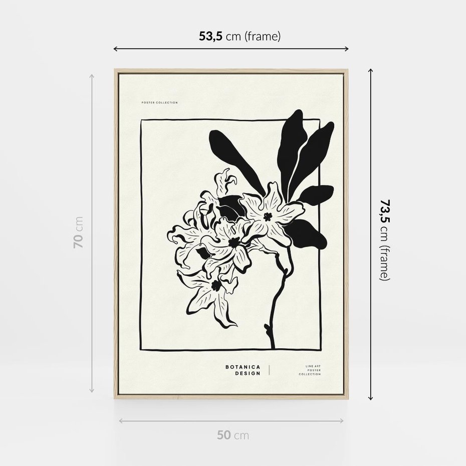 Obraz w ramie 50x70 - Kwiatowe przestrzenie - kwiat, grafika - rama drewno