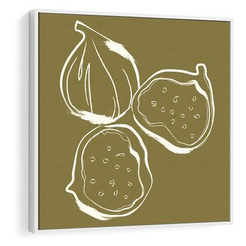 Obraz w ramie 80x80 - Podróżne Barwy - figi, minimalistyczny styl - rama biała