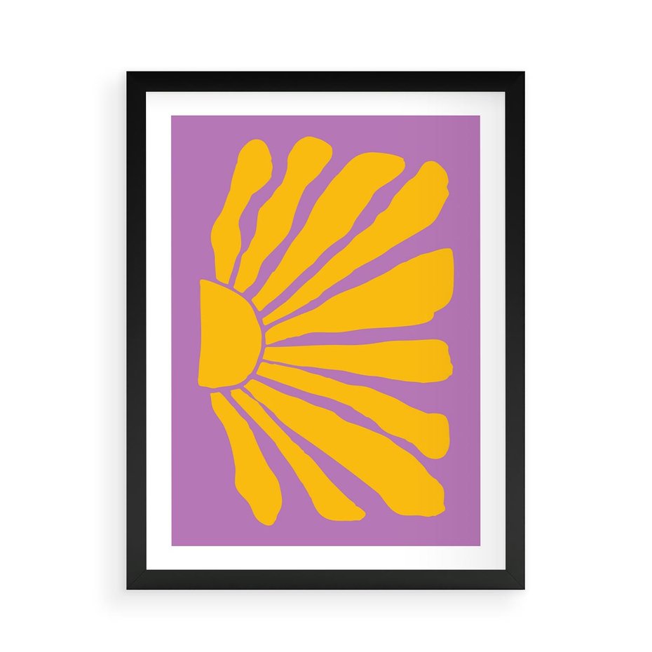 Plakat w ramie 50x70 - Podróżne Kontury - abstrakcyjny plakat, intensywne różowe tło - rama czarna