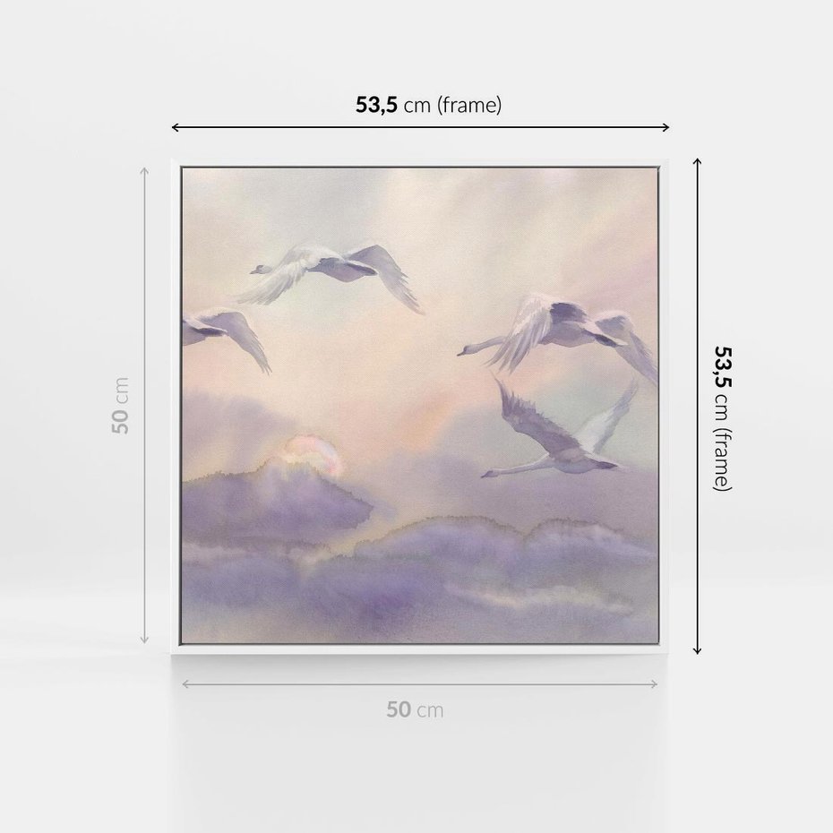 Obraz w ramie 50x50 - Ruchoma cisza widzenia - akwarela, subtelene - rama biała