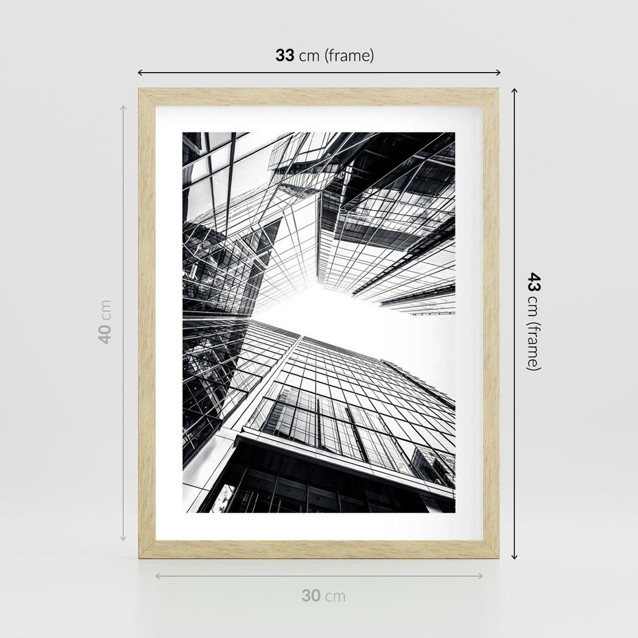 Plakat w ramie 30x40 - Wznoszący się Wysoko - architektura, wysoki wieżowiec - rama drewno