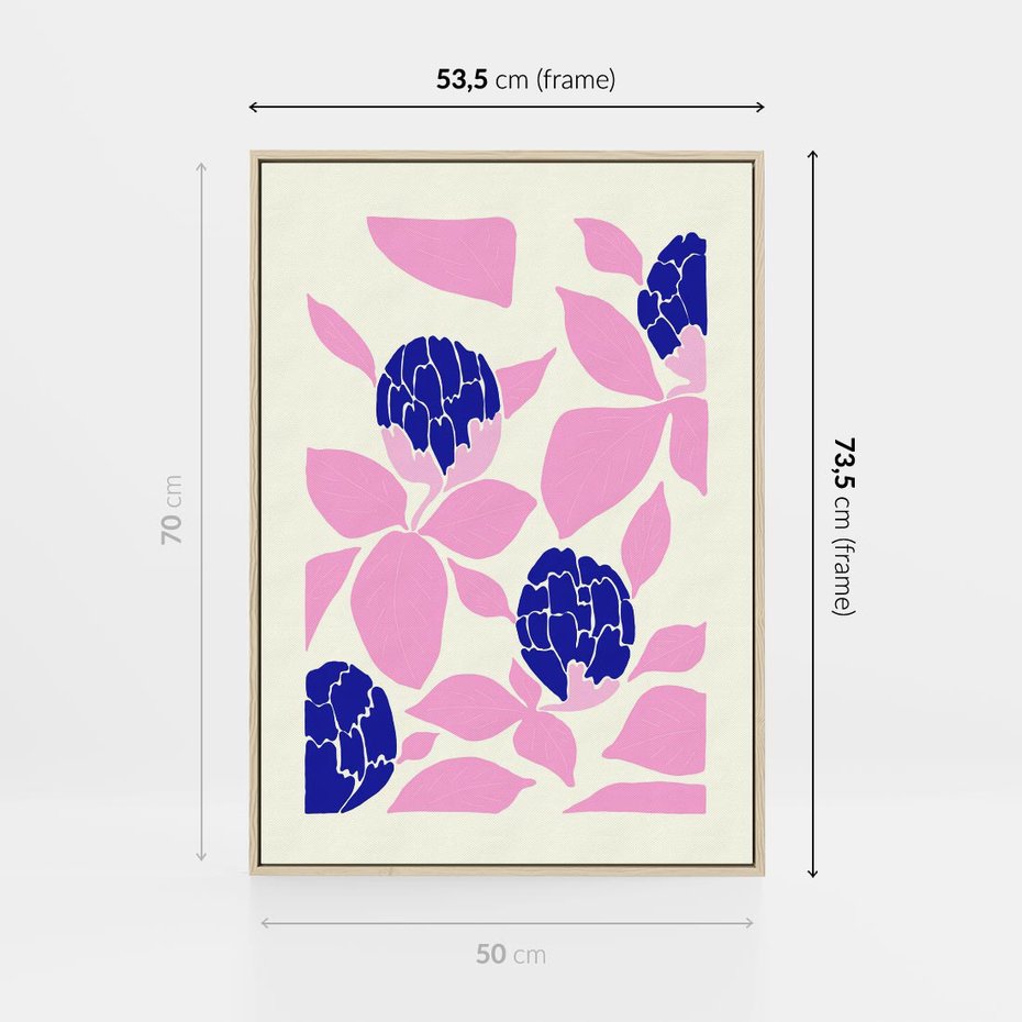 Obraz w ramie 50x70 - Impresje deszczu - nowoczesna kompozycja, kwiaty - rama drewno