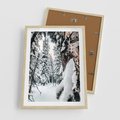 Plakat w ramie 50x70 - Drzewa pod Śniegiem - zima las, drzewa pod śniegiem - rama drewno