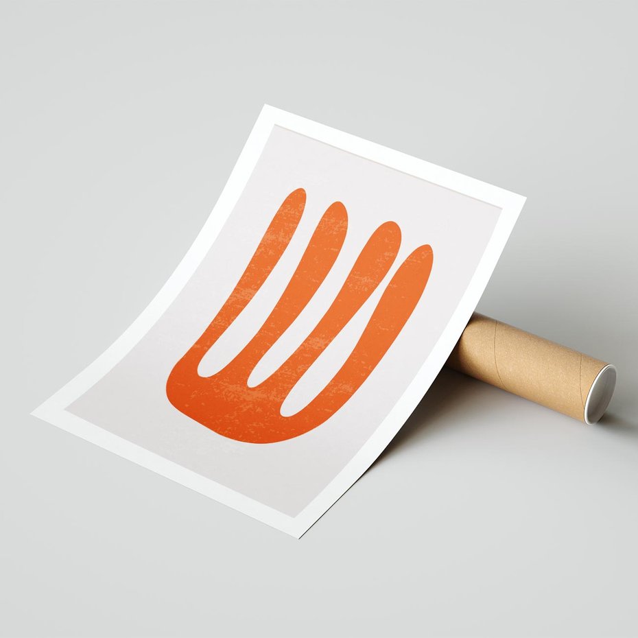 Plakat bez ramy 40x50 - Eksploracja Nowego Światła - abstrakcyjna pomarańczowa forma, minimalizm