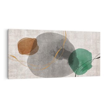 Obraz na płótnie 120x60 - Delikatne Plamy - akwarelowe plamy, złote linie