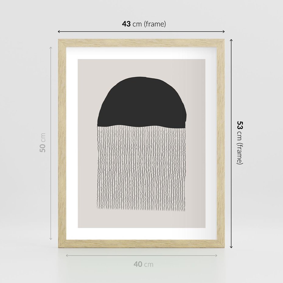 Plakat w ramie 40x50 - Wewnętrzne Widzenia - abstrakcyjna kompozycja, półkole - rama drewno