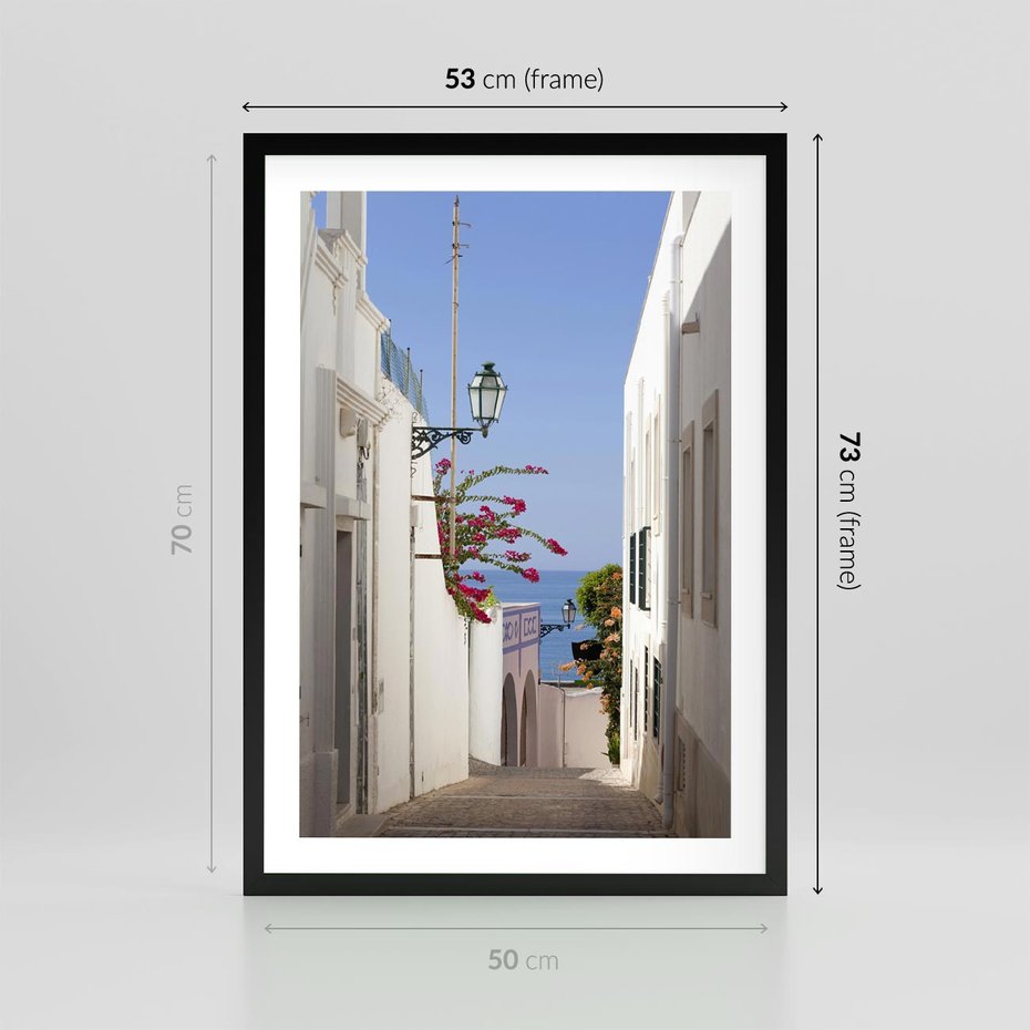 Plakat w ramie 50x70 - Podróże w Czasie: Perspektywiczna Uliczka - uliczka, perspektywa - rama czarna