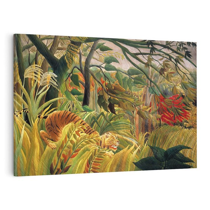 Obraz na płótnie 100x70 - "Tygrys w tropikalnej burzy" (1891) Henri Rousseau - Reprodukcja - reprodukcja, obraz na płótnie