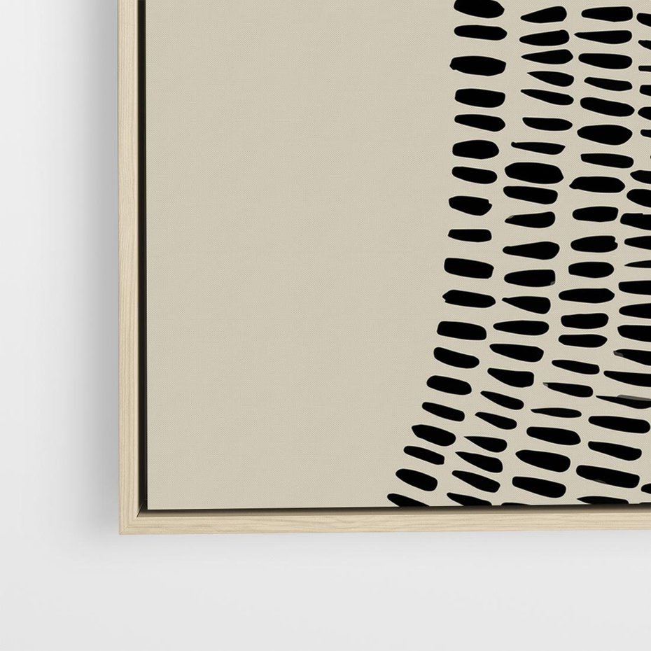 Obraz w ramie 50x50 - Migotliwa Innowacyjna Ekspresja - boho plakat, czarne kropki kreski - rama drewno