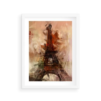 Plakat w ramie 50x70 - Abstrakcyjna Eiffla - miasto w nowej formie - Eiffla, abstrakcja - rama biała