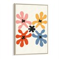 Obraz w ramie 50x70 - Taniec Akwareli - abstrakcyjne wielokolorowe kwiaty, minimalizm - rama drewno