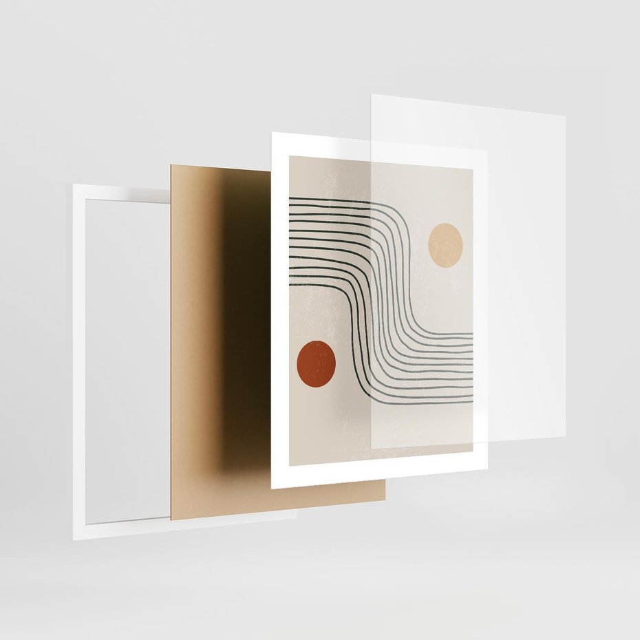 Plakat w ramie 40x50 - Czysta Refleksja - abstrakcyjna sztuka, boho kształty - rama biała