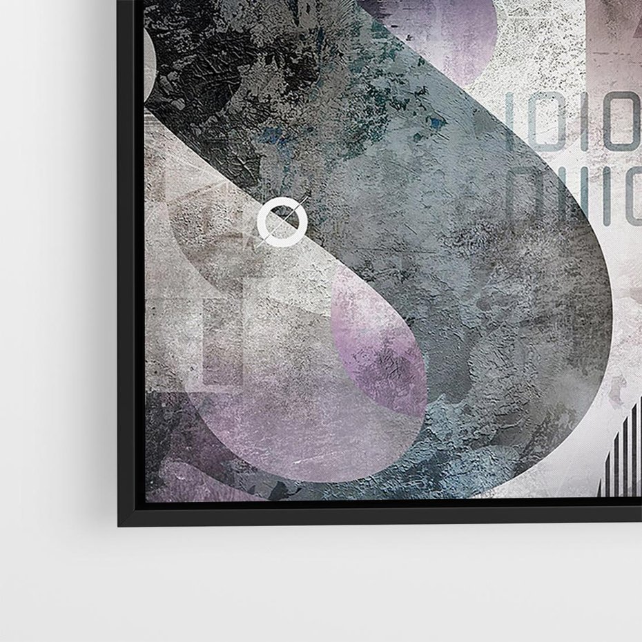 Obraz w ramie 50x50 - Nocne opowieści w barwach - typografia, abstrakcja - rama czarna