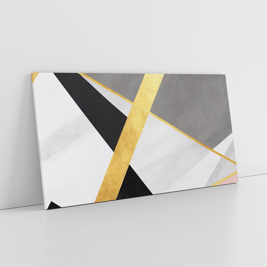 Obraz na płótnie 100x50 - Pudrowe Abstrakcyjne Lustra - złote abstrakcyjne linie, szarość