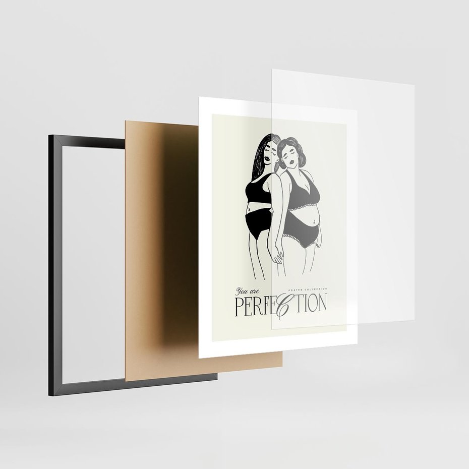 Plakat w ramie 40x50 - Siła i Wspólnota - nowoczesna sztuka kobieca, plakat - rama czarna