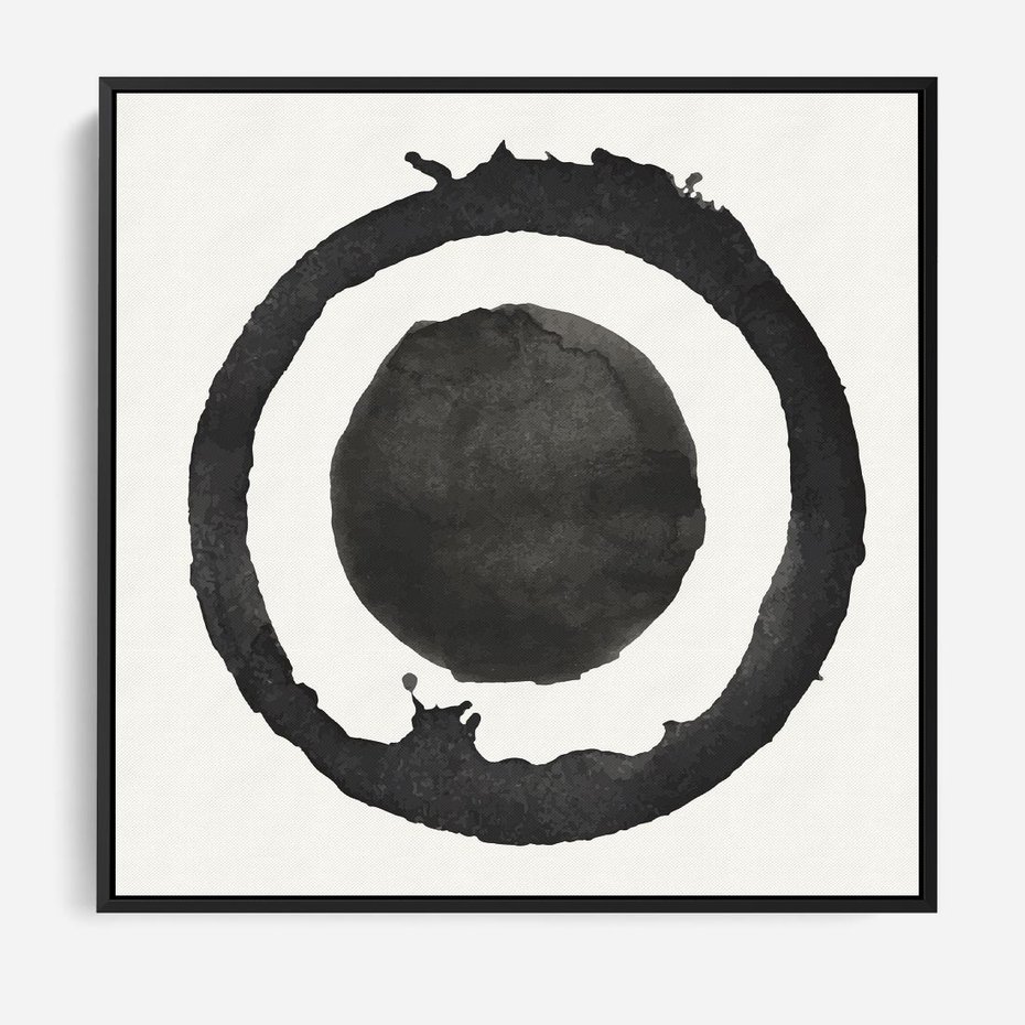 Obraz w ramie 50x50 - Harmonijne Emocje - abstrakcyjne plamy okręgi, akwarelowe - rama czarna