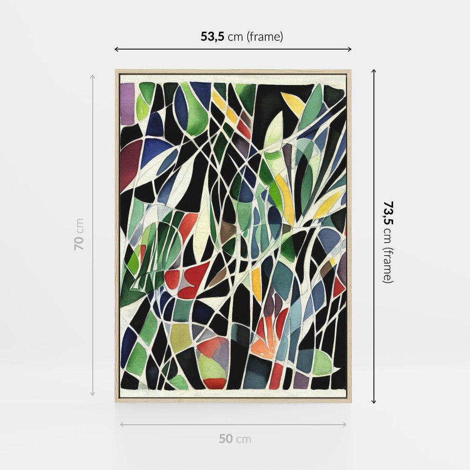 Obraz w ramie 50x70 - Taniec Plam i Kształtów - abstrakcyjny akwarelowy obraz, plamy - rama drewno