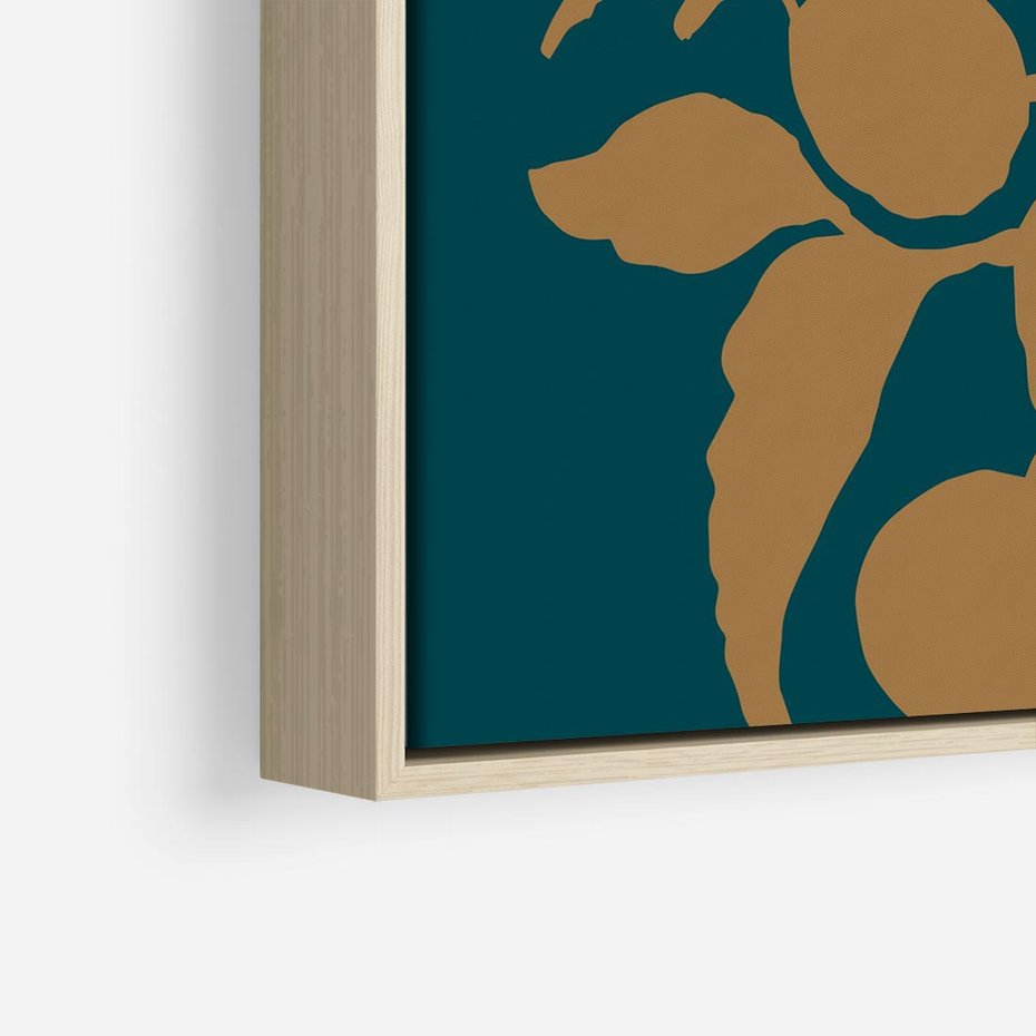 Obraz w ramie 50x50 - Boho Ekspresja Emocji - abstrakcyjna boho grafika, ciemne zielone tłó - rama drewno