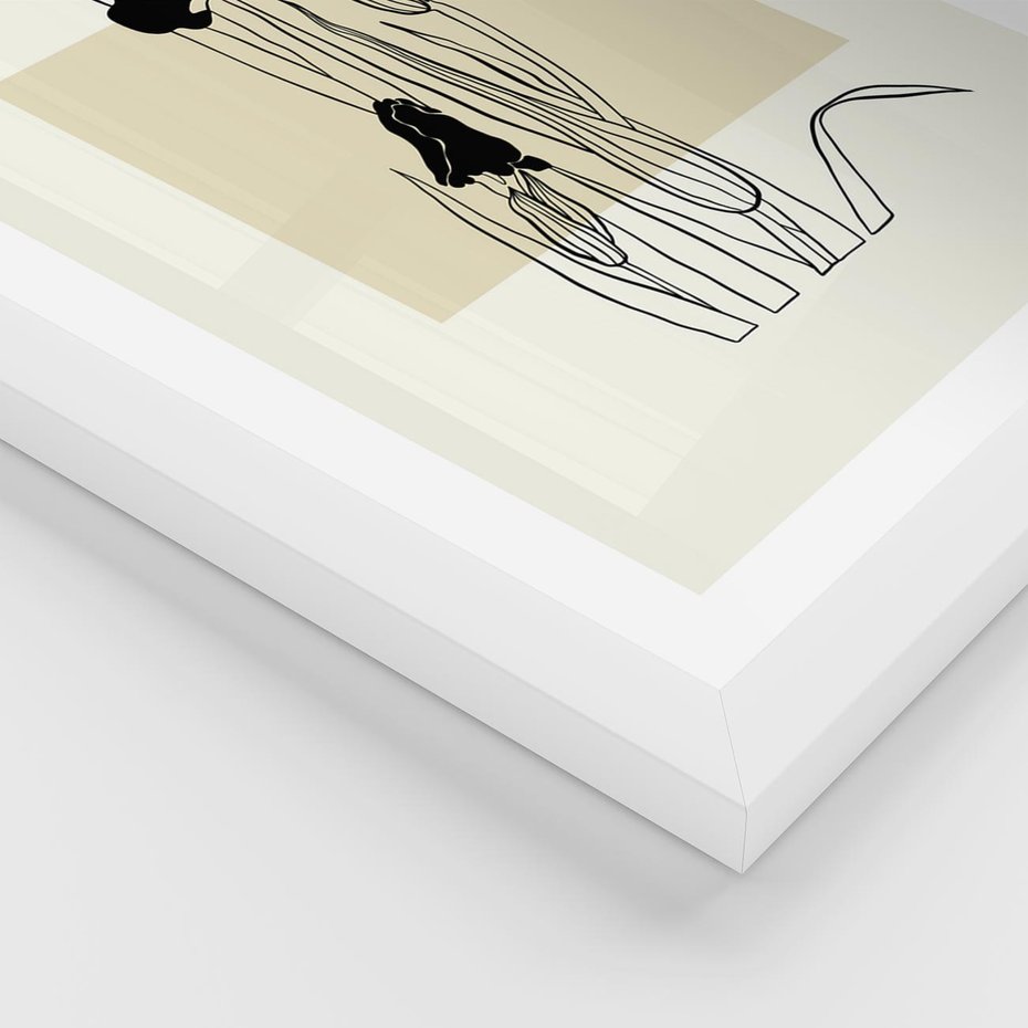 Plakat w ramie 50x70 - Rozkwitające w konturach - irys, kwiaty - rama biała