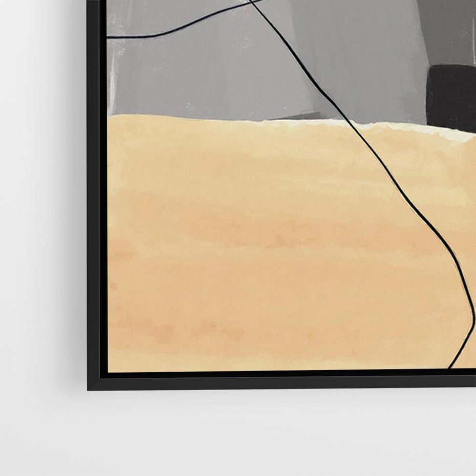 Obraz w ramie 70x50 - Harmonia w chaosie serca - abstrakcja na szarym tle, kolorowe plamy koloru - rama czarna