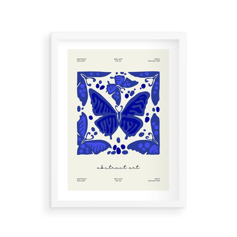 Plakat w ramie 30x40 - Wibracje Wnętrza - nowoczesny plakat, odcienie błękitu - rama biała