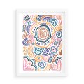 Plakat w ramie 50x70 - Strukturalne Odbicia Boho - kolorowe etniczne wzory, tęczowe żywe kolory - rama biała