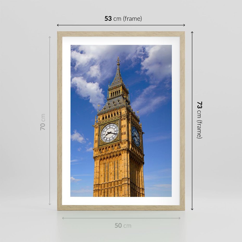 Plakat w ramie 50x70 - Czasowy Symbol - zegar, Big Ben - rama drewno