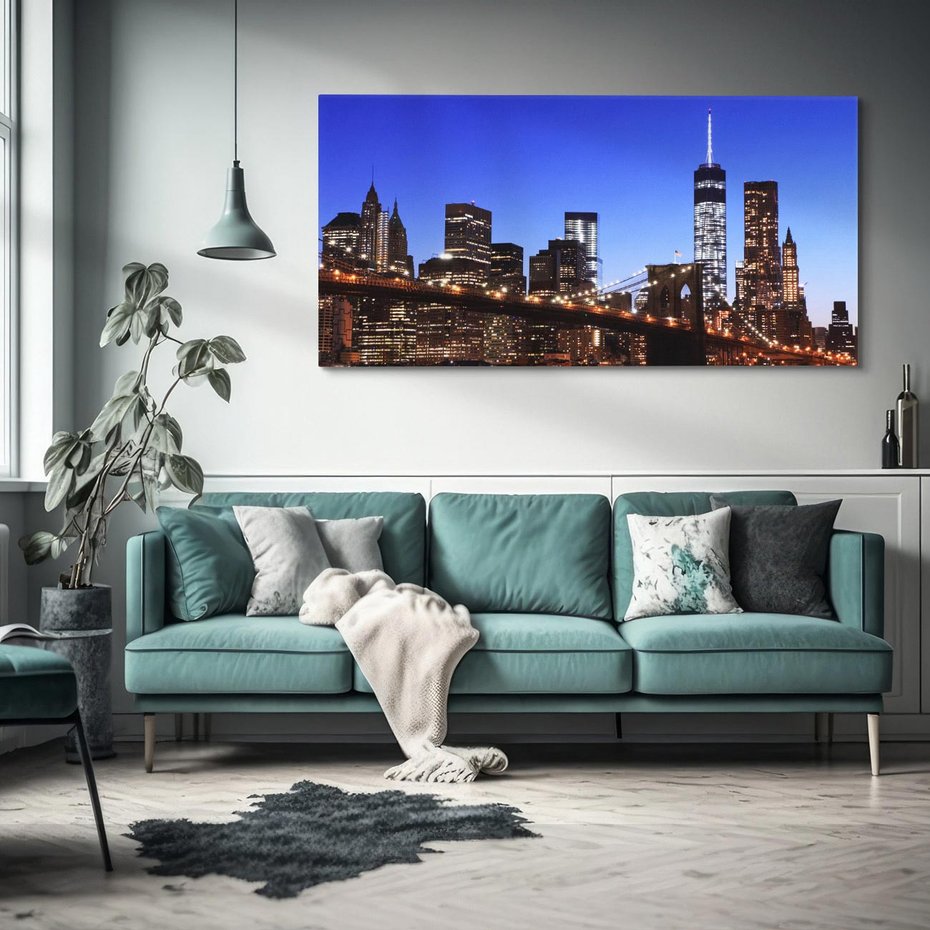 Obraz na płótnie 120x60 - Brooklyn Bridge: Symbol Nowego Jorku - most, Brooklyn