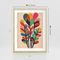 Plakat w ramie 30x40 - Symfonia Wzrokowych Impresji - abstrakcyjny kolorowy tęczowy obraz, inspiracje roślinne - rama drewno