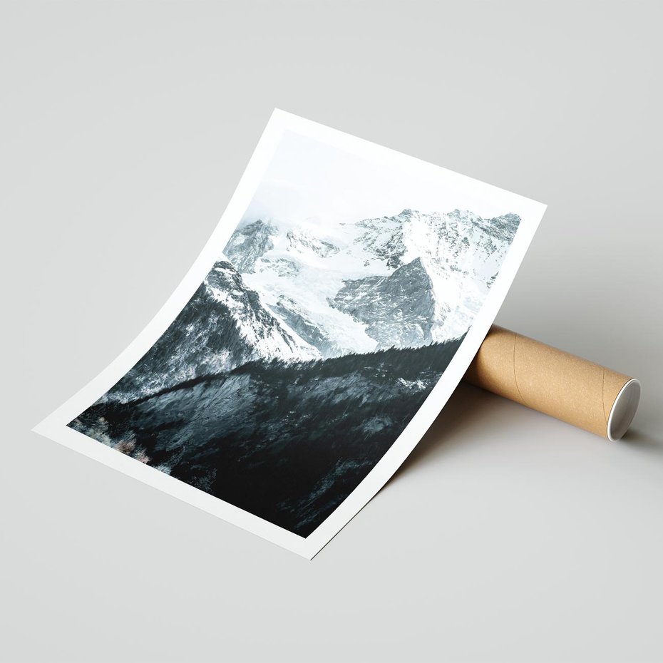 Plakat bez ramy 30x40 - Góry w Zimowym Uścisku - góry, ośnieżone szczyty