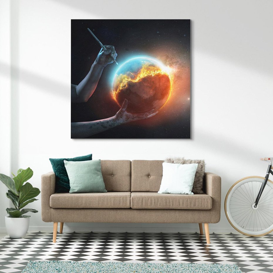 Obraz na płótnie 80x80 - Nieznane przestrzenie - planeta, kosmos