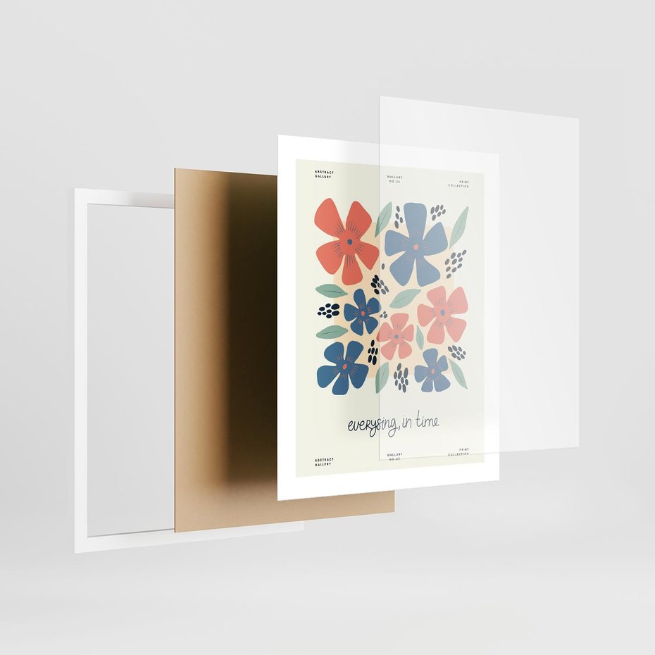 Plakat w ramie 40x50 - Kształtując Marzenia - kwiaty, nowoczesna abstrakcja - rama biała