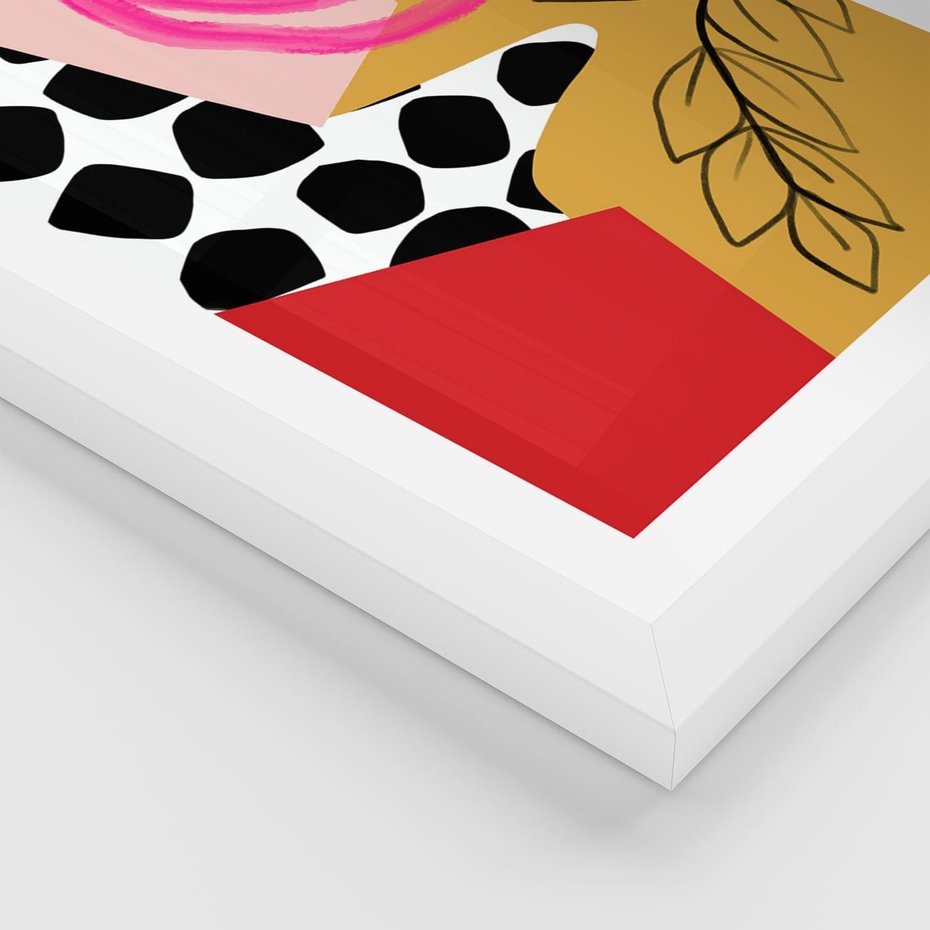 Plakat w ramie 50x70 - Księga Form i Plam - abstrakcyjna kompozycja, różne tekstury - rama biała