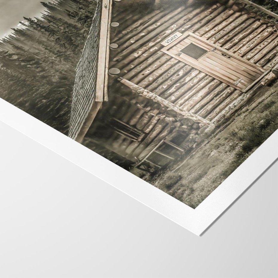 Plakat bez ramy 30x40 - Urok Drewnianej Chatki w Górach - chatka w górach, drewniany domek