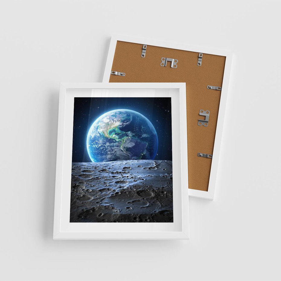 Plakat w ramie 40x50 - Mistrzowskie spojrzenie na Ziemię - ziemia, kosmos - rama biała