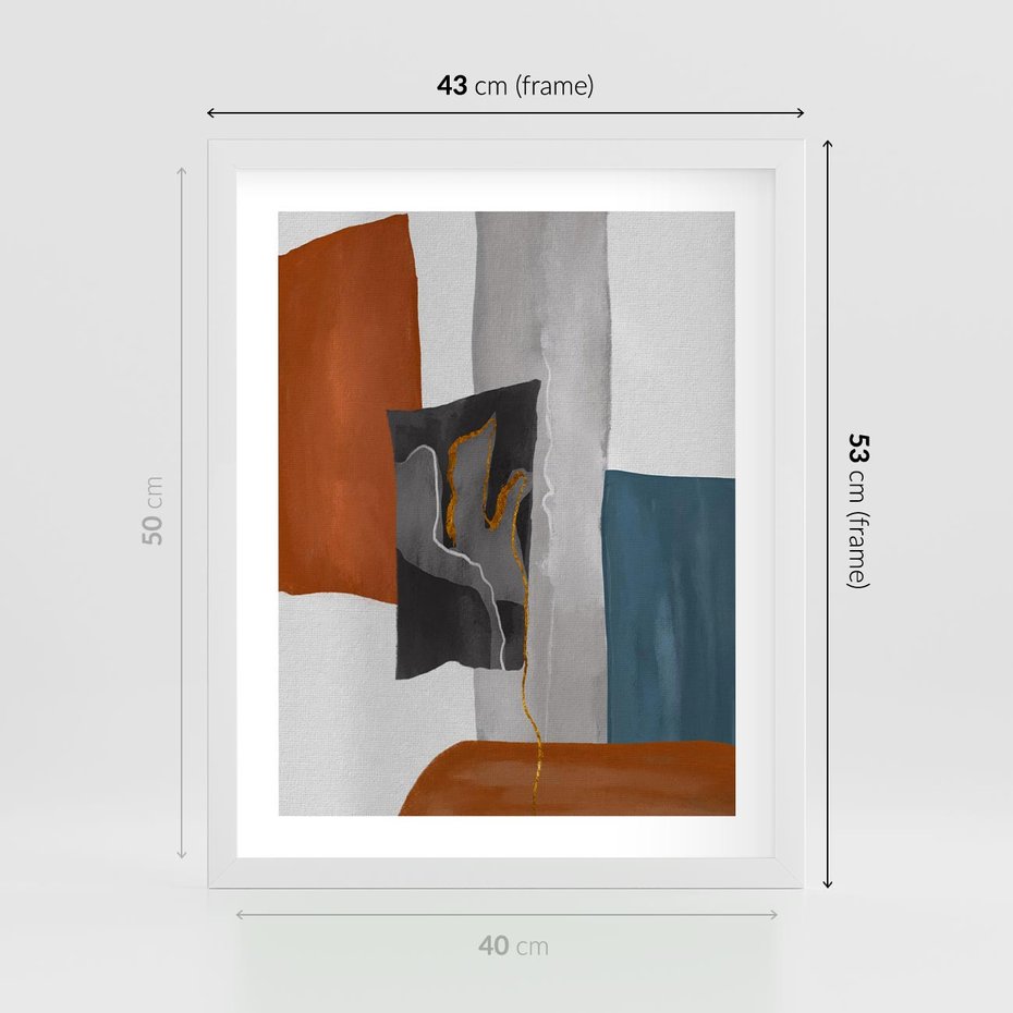 Plakat w ramie 40x50 - Nowoczesna geometria - nowoczesny, geometryczny - rama biała