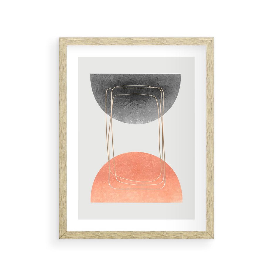 Plakat w ramie 30x40 - Sztuka Abstrakcji - minimalistyczny boho obraz, abstrakcyjny - rama drewno