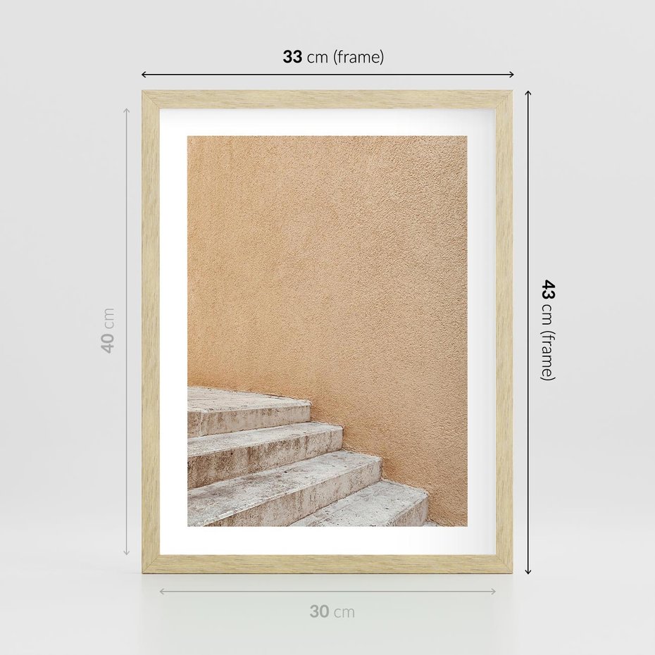 Plakat w ramie 30x40 - Schod w Beżu - schody, minimalizm - rama drewno