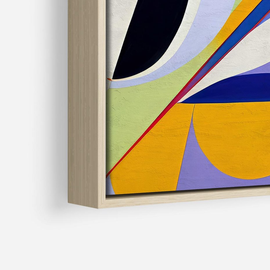 Obraz w ramie 80x80 - Kolorowe Przesunięcia Kształtów - abstrakcyjny obraz olejny, żywe kolory - rama drewno