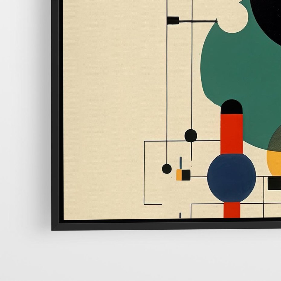 Obraz w ramie 50x50 - Migocące Impresje Odniesień - abstrakcyjna geometryczna kompozycja, koła linie - rama czarna