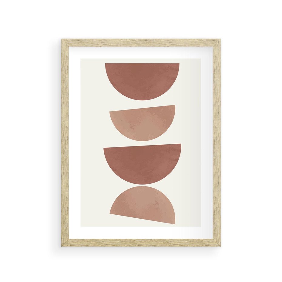 Plakat w ramie 30x40 - Abstrakcyjne Widzenia - abstrakcyjne geometryczne kształty, odcienie brązu i beżu - rama drewno