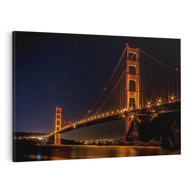 Obraz na płótnie 100x70 - Golden Gate nocą - USA - Golden Gate, noc