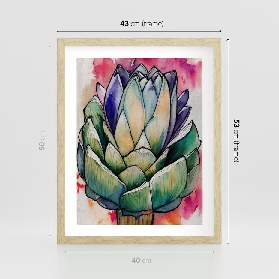 Plakat w ramie 40x50 - Estetyczna Roślina - abstrakcja, akwarela - rama drewno