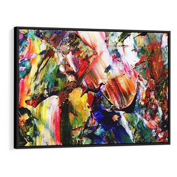Obraz w ramie 70x50 - Szalejące ognie kolorów - abstrakcja, farby olejne - rama czarna